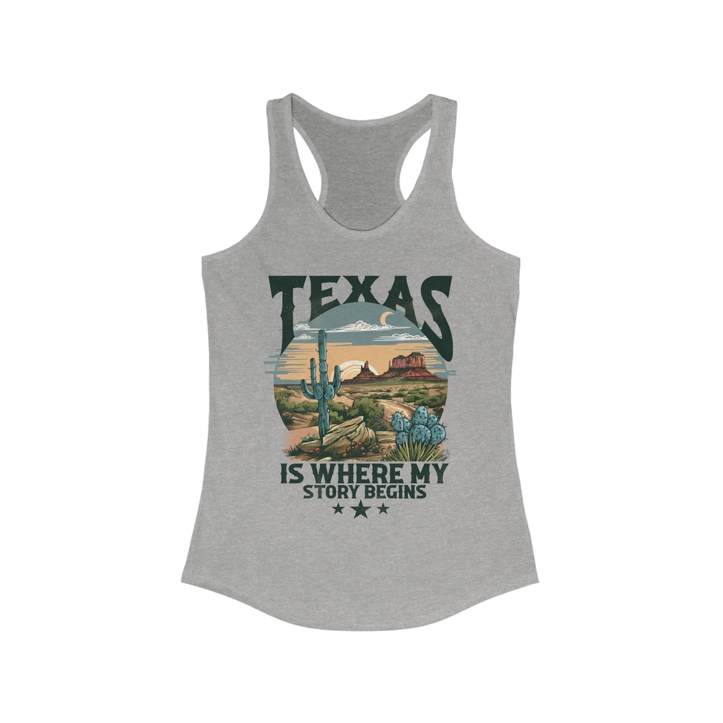 Texas is where my story begins Racerback Tank