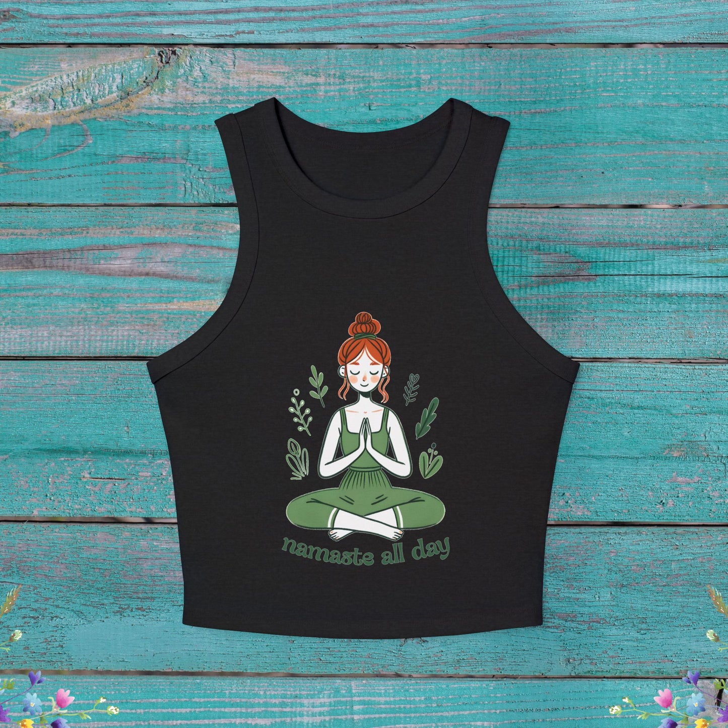 Namaste All Day-Cropped Tank Top, Women's Yoga Tank, Racerback Tank, Exercise Shirt, Yoga Lover Gift, Workout Top