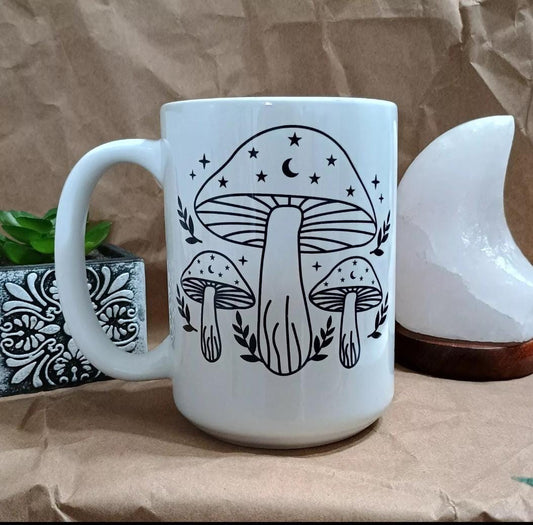 Believe in Magic Mug 15oz - Mushroom Moon Design Gift - American Taina Crafts