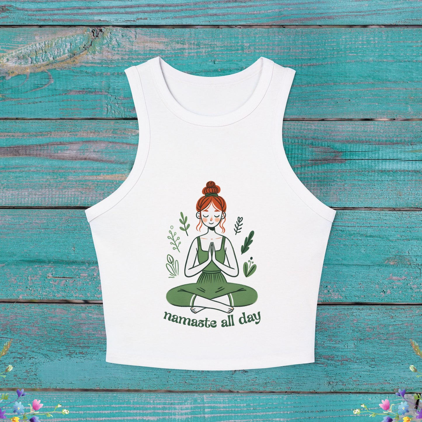 Namaste All Day-Cropped Tank Top, Women's Yoga Tank, Racerback Tank, Exercise Shirt, Yoga Lover Gift, Workout Top
