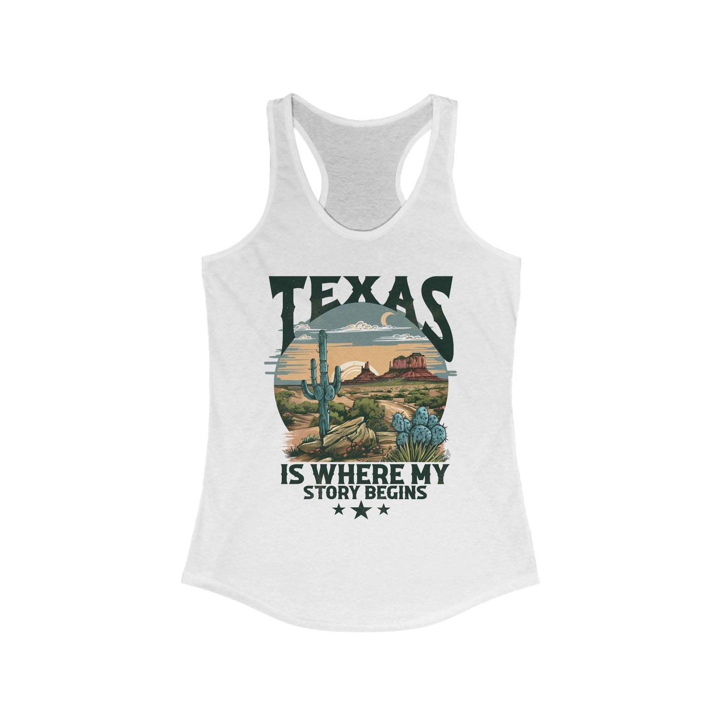 Texas is where my story begins Racerback Tank