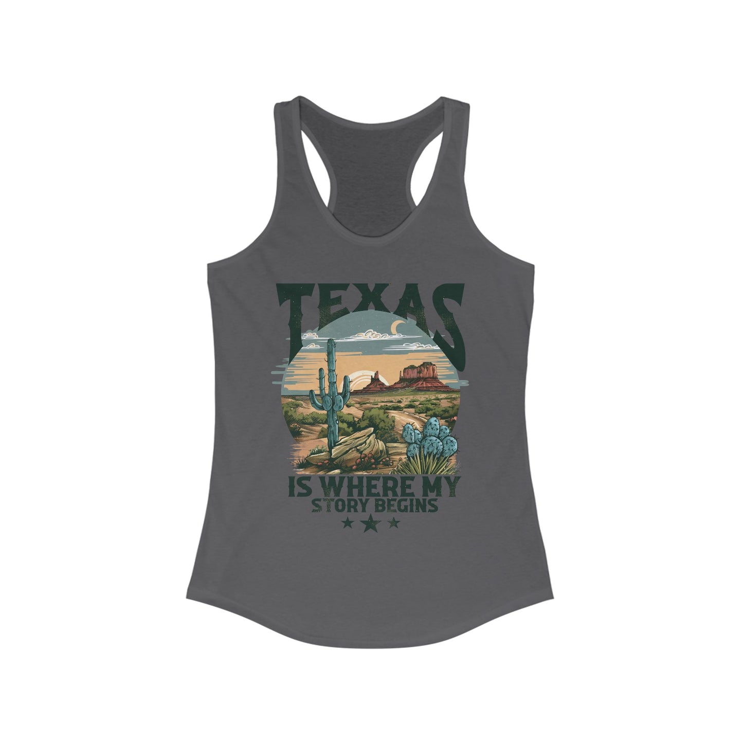 Texas is where my story begins Racerback Tank