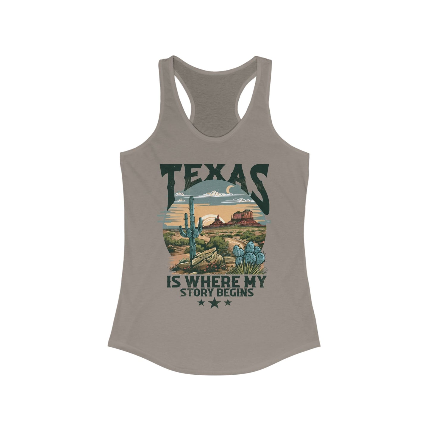 Texas is where my story begins Racerback Tank