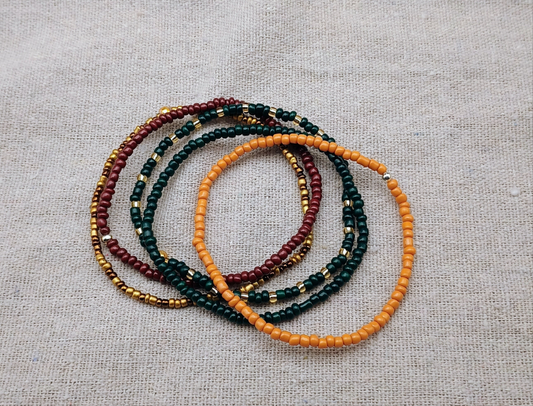 Beaded Bracelet Set - Golden Earth 5-Stack | American Taína - American Taina Crafts