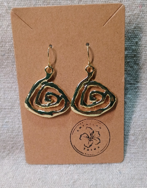 Gold Spiral Earrings - Abstract Modern Design | American Taína - American Taina Crafts