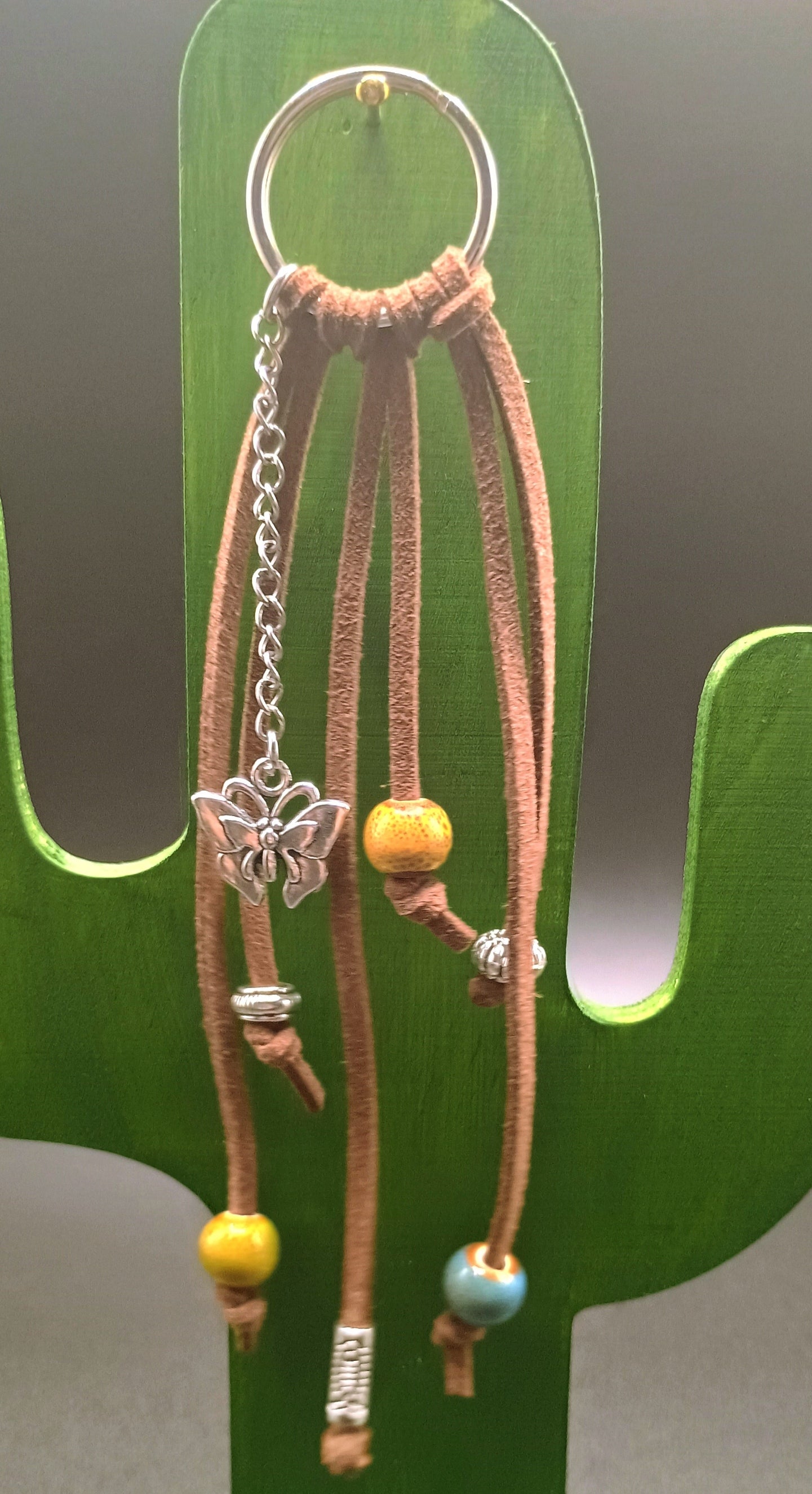 Leather tassel keychain