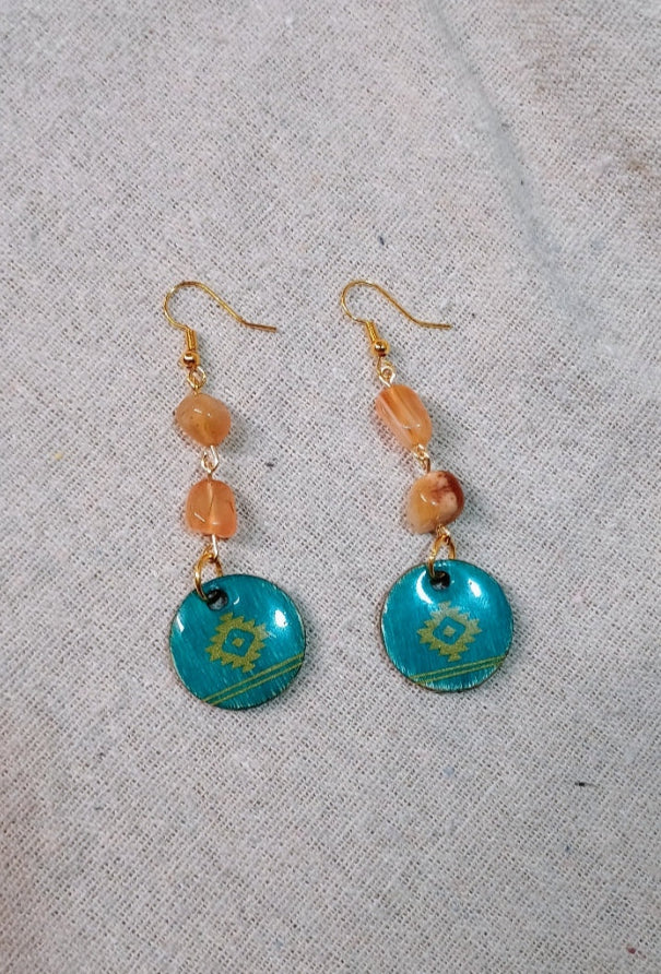 Turquoise Radiance – Geometric Sun Earrings - American Taina Crafts