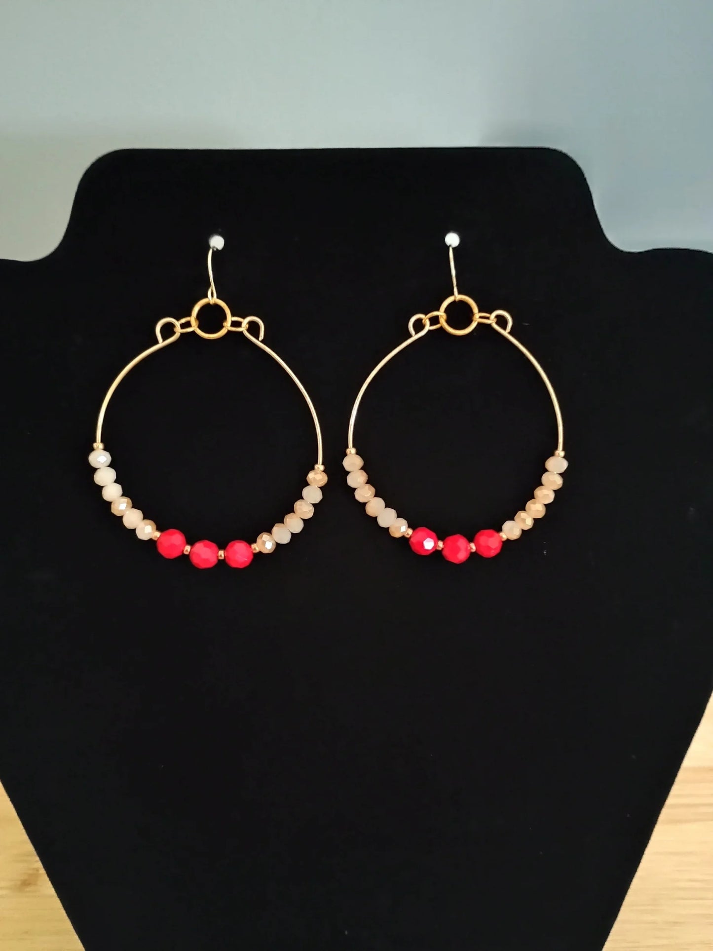 Kindred Glow-Handmade Red and Gold Earrings - American Taina Crafts