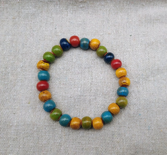 Colorful Porcelain Beads Bracelet - Handmade Artisan Jewelry - American Taina Crafts