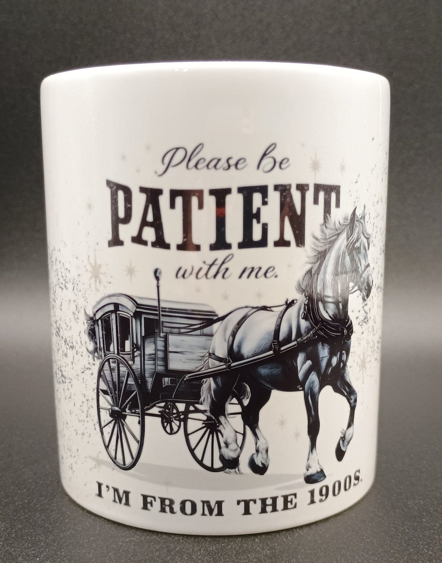 Vintage Patience Mug - Funny 1900s Horse Carriage Coffee Mug Gift - American Taina Crafts