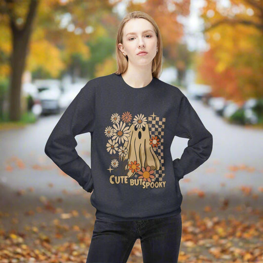 Cute But Spooky Ghost Crewneck Sweatshirt, Halloween Hoodie, Cozy Sweatshirt, Gift for Her, Fall Apparel, Autumn Fashion