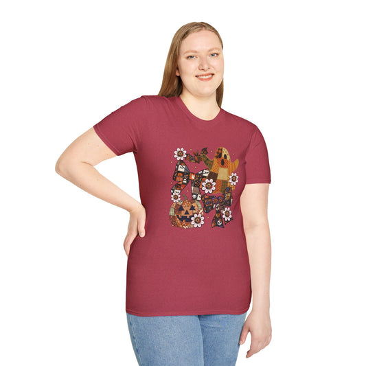 Fall Halloween Patchwork Tee Unisex T-Shirt