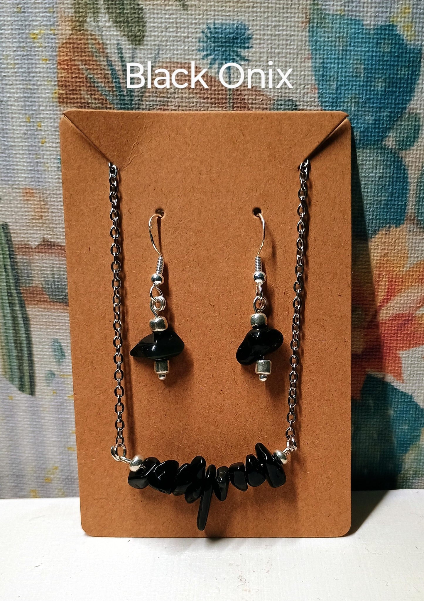 Gemstone earrings and necklace set