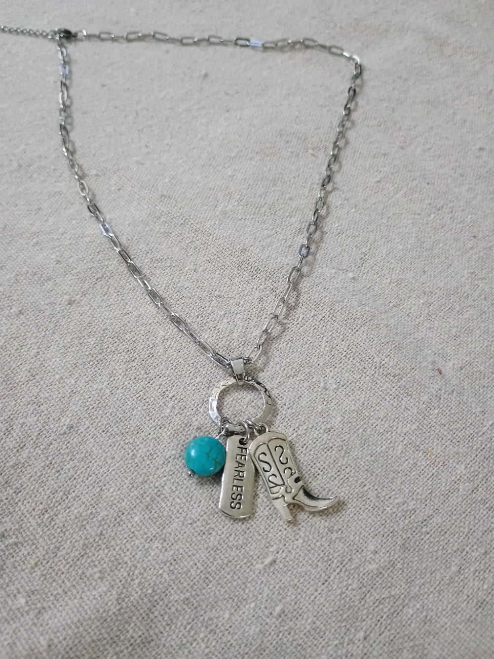 paperclip chain charm neckleace-Western style