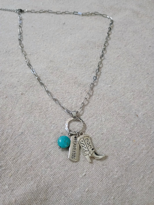 paperclip chain charm neckleace-Western style