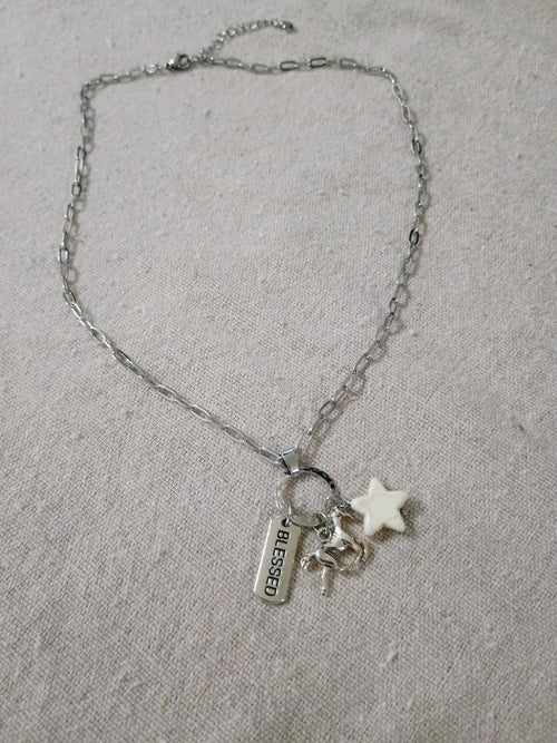 paperclip chain charm neckleace
