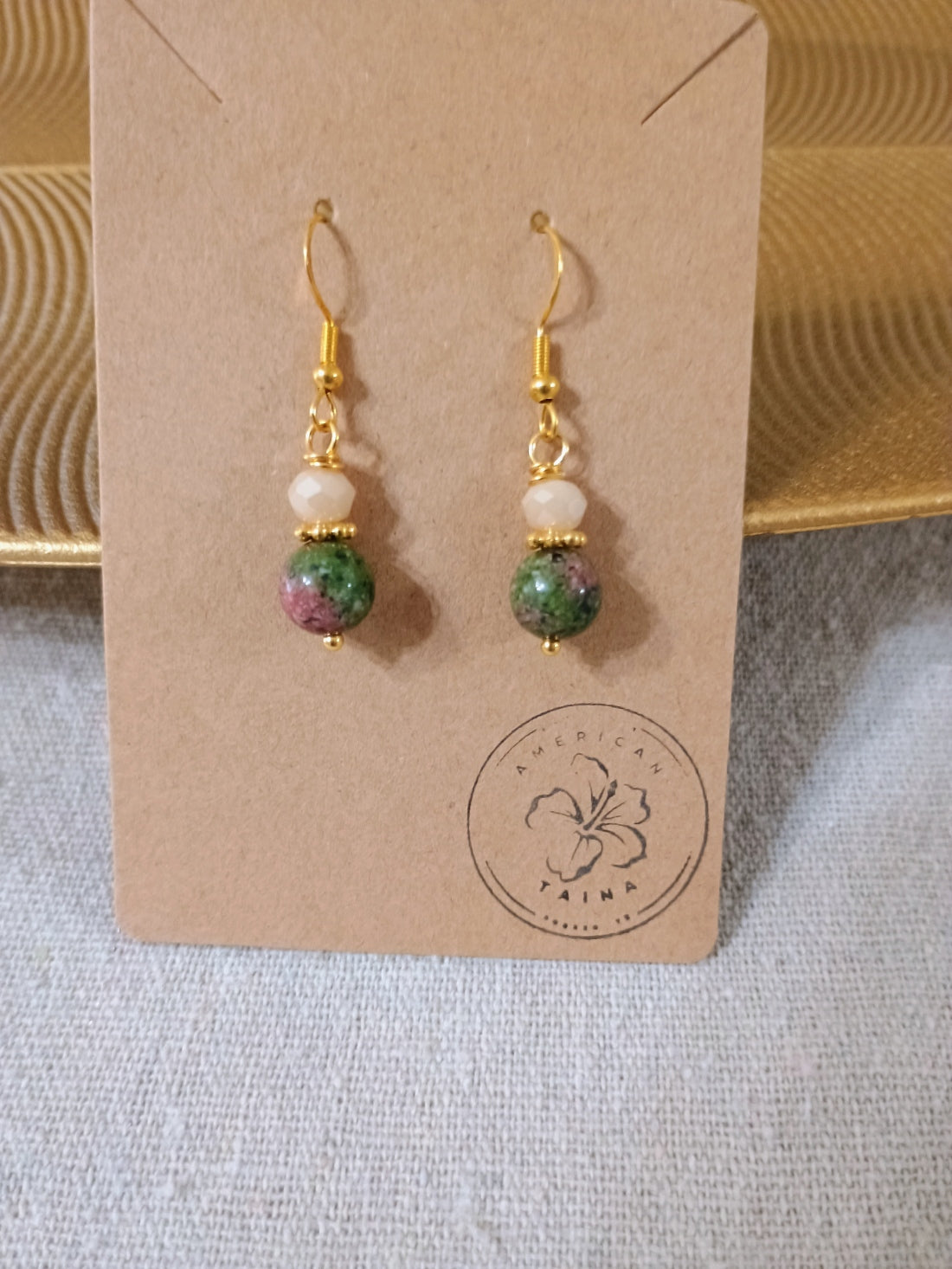 handmade green jasper drop earrings
