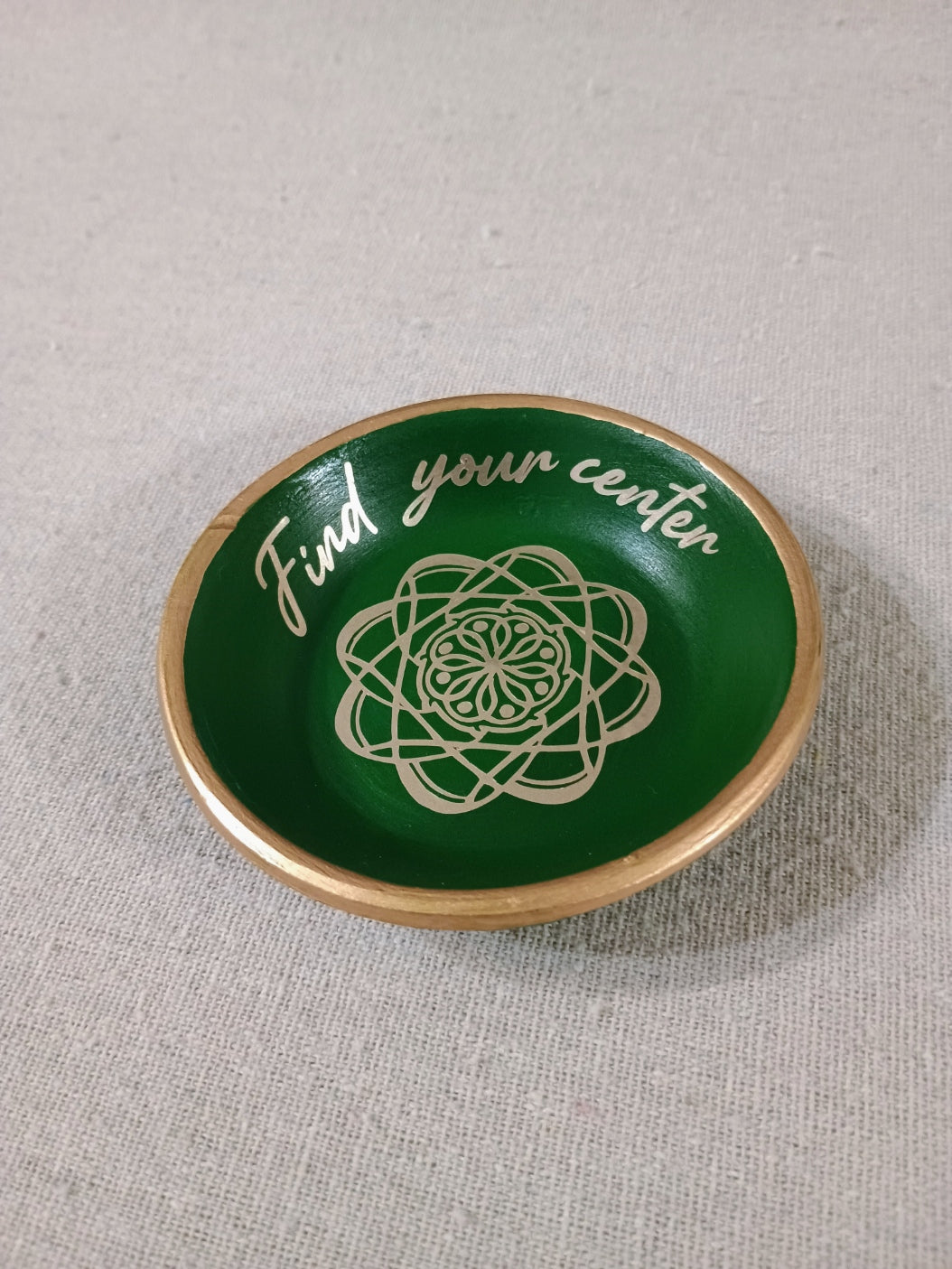unique green mandala ring dish