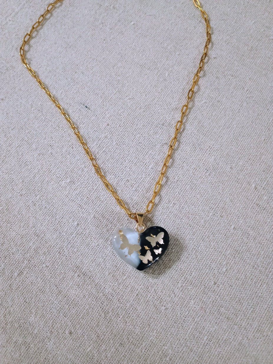 butterflies heart pendant