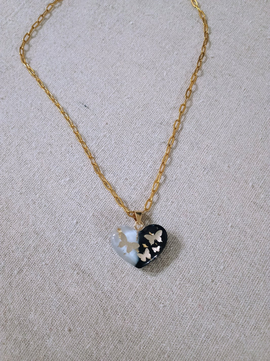 butterflies heart pendant