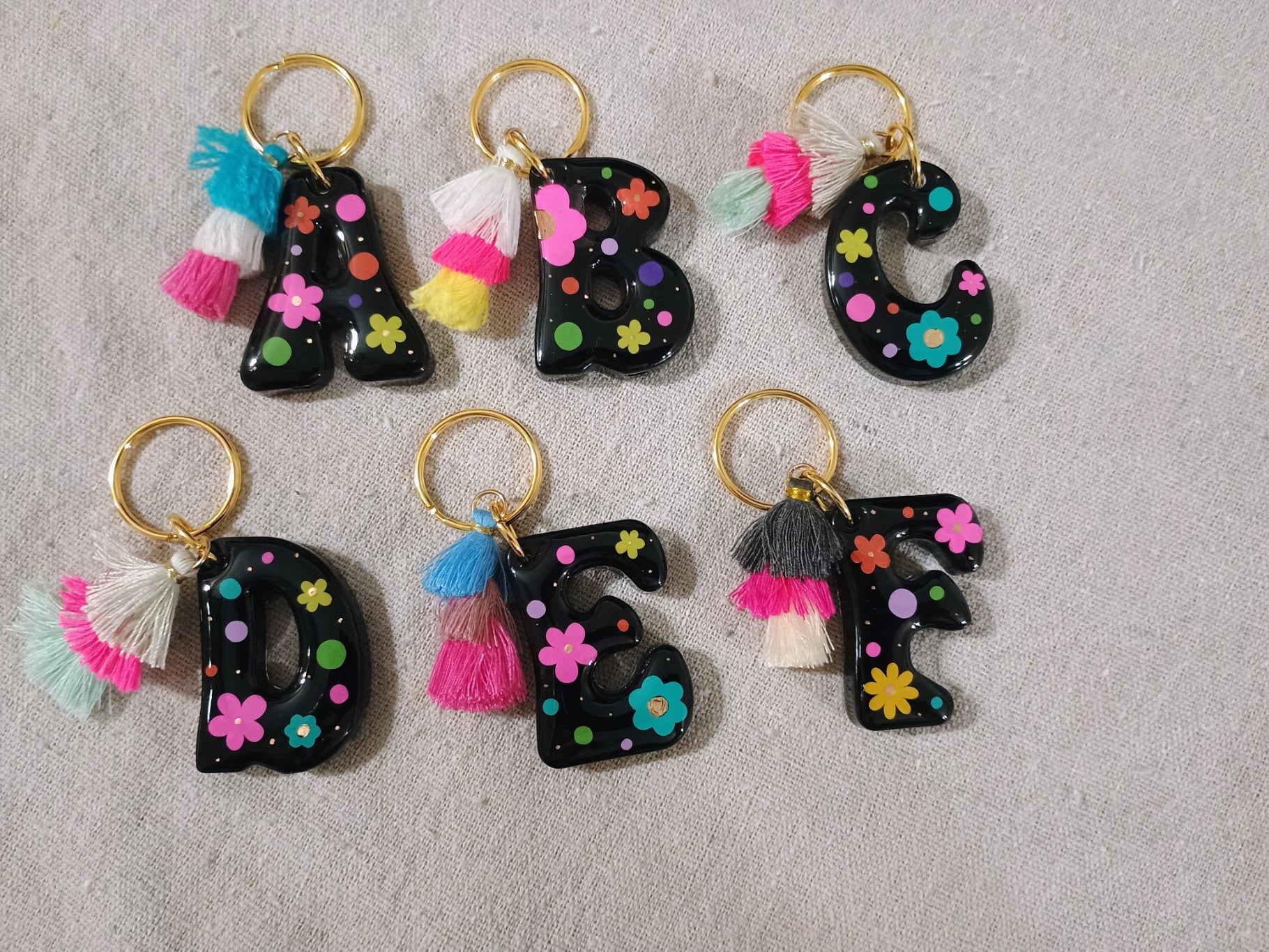 Retro Initial Keychain