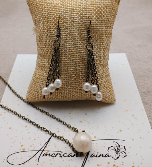 Pearl Shadows-Necklace & Earring Set