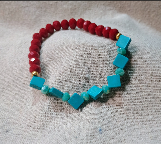 Red & Turquoise Bracelet - Brasa & Piedra | American Taína - American Taina Crafts 