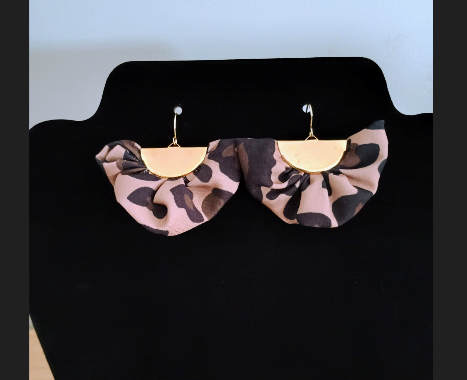 Golden Prowl- Leopard Print fabric Earrings - American Taina Crafts 