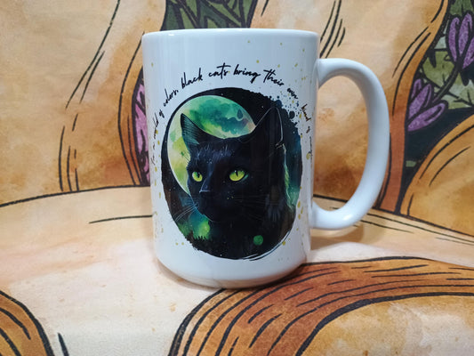 Beautiful Black Cat Coffee Mug 15oz