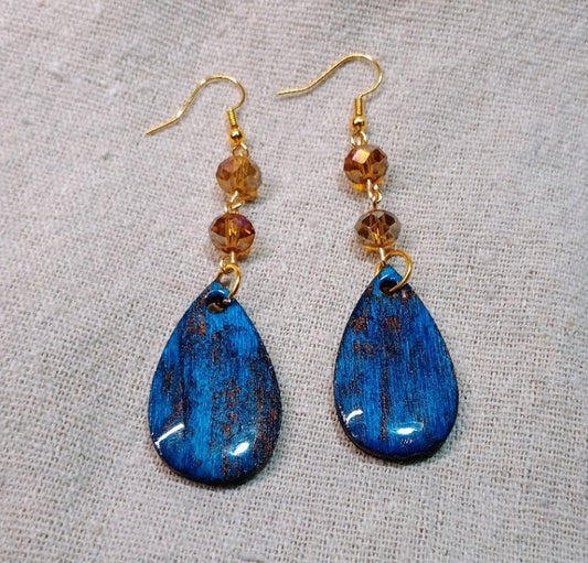 Mystic Tide – Alcohol Ink Wood Earrings - American Taina Crafts 