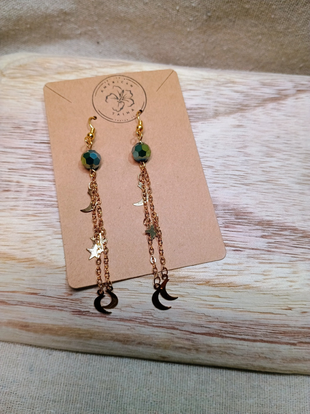 Celestial Drift – Gold Charm Earrings - American Taina Crafts 