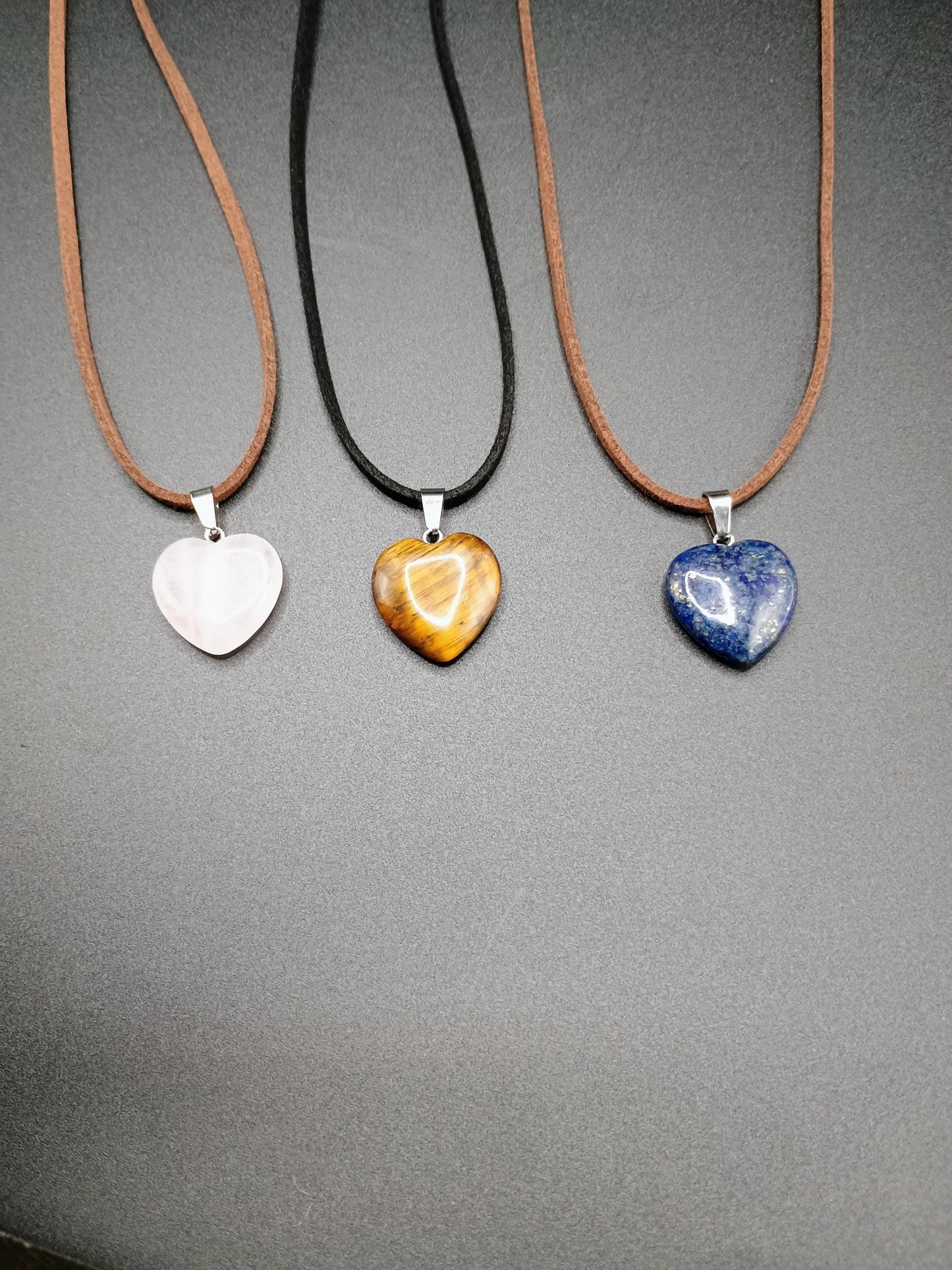 Heart shaped natural stones pendant & necklace