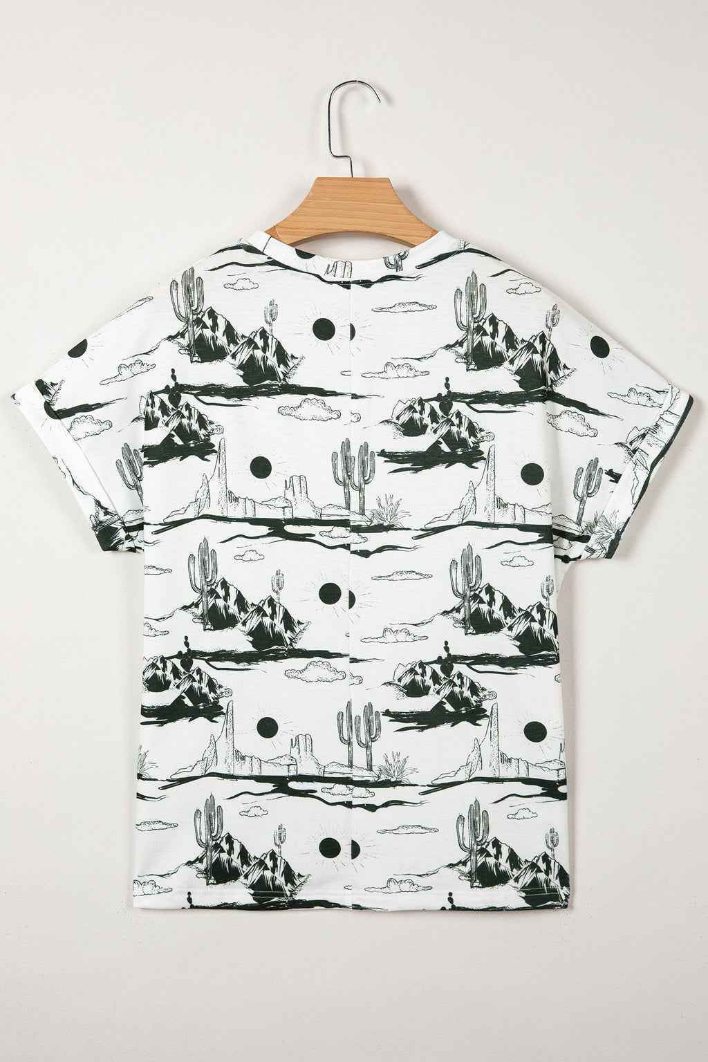 White Desert Sand Print Short Sleeve Knit Top