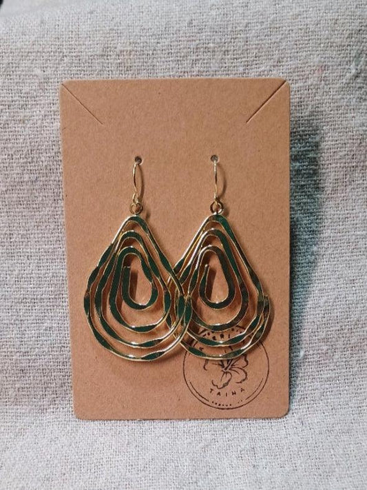 Gold Teardrop Earrings - Ripple Radiance Layered | American Taína - American Taina Crafts 