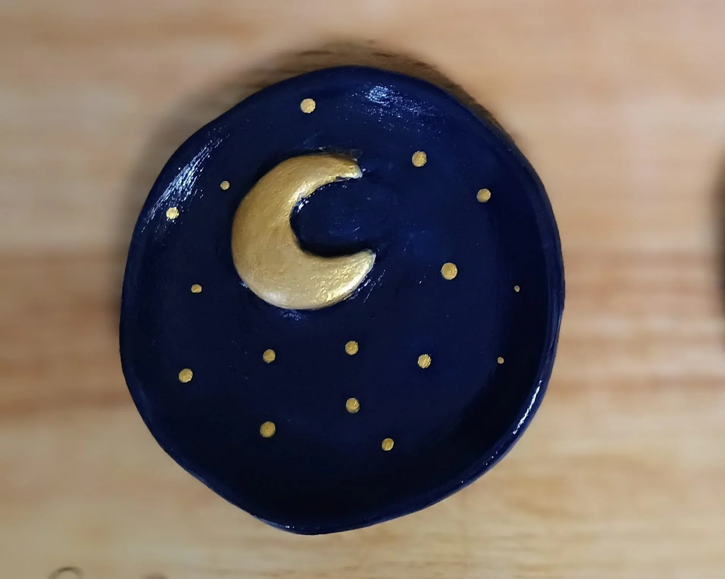 Handmade Moon and Stars Ring Dish - Natural Clay Celestial Jewelry Holder
