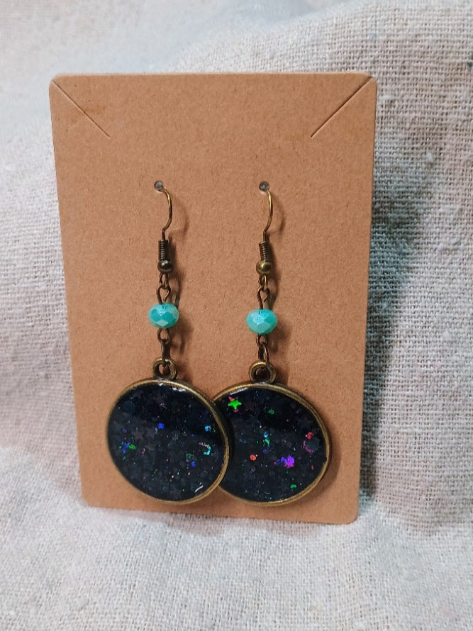 Galaxy Earrings - Night Whisper Cosmic Resin | American Taína - American Taina Crafts 