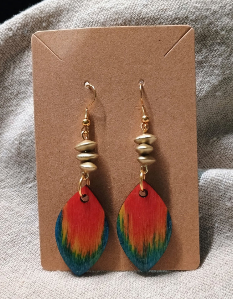 Elemental Fade – Rainbow Leaf Earrings - American Taina Crafts 
