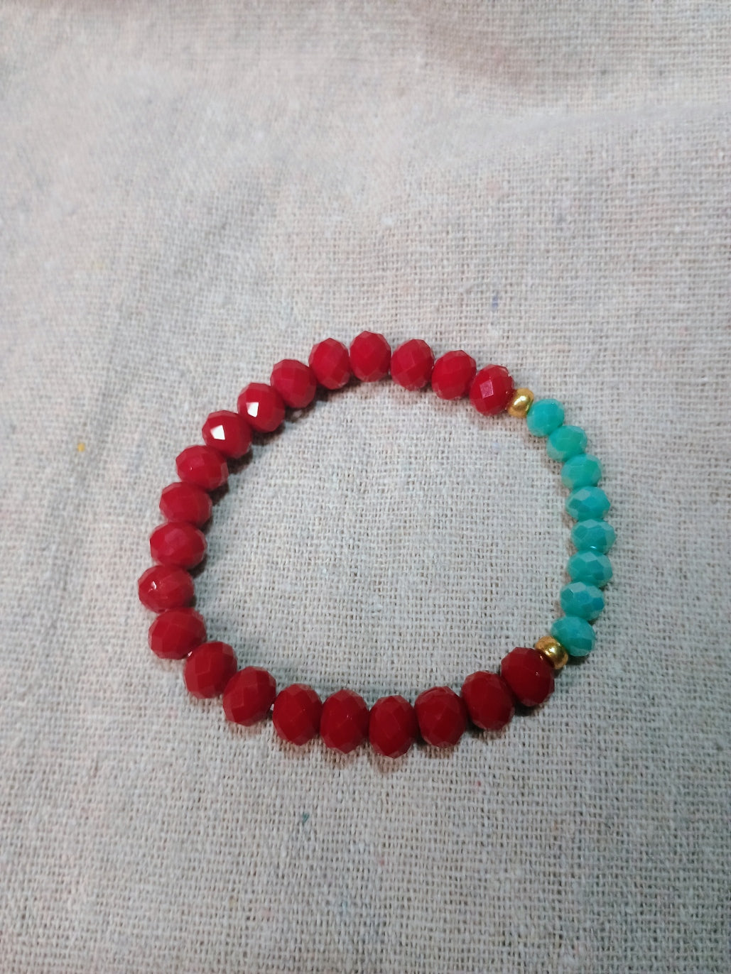 Red & Turquoise Bracelet - Fuego & Mar | American Taína - American Taina Crafts 