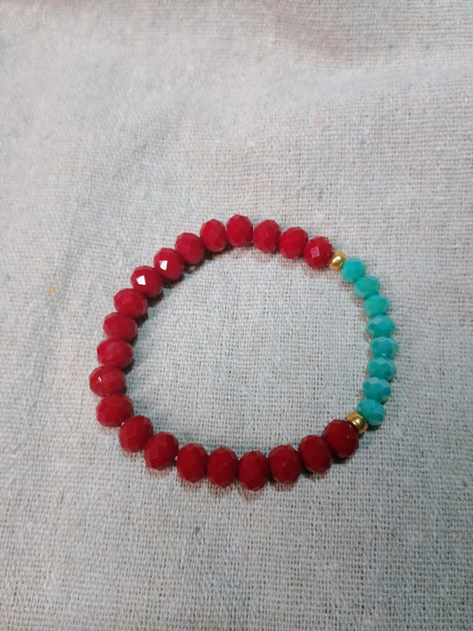 Red & Turquoise Bracelet - Fuego & Mar | American Taína - American Taina Crafts 