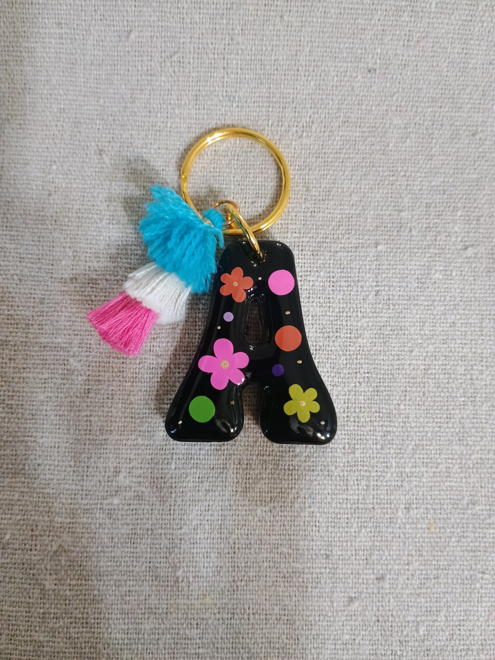 Retro Initial Keychain