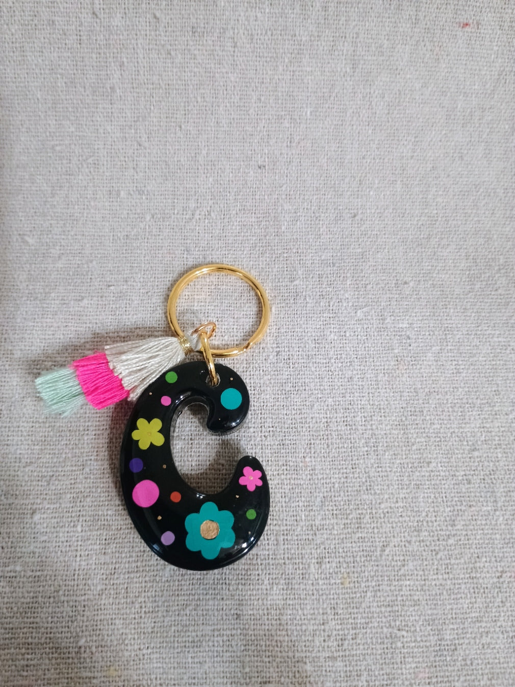 Retro Initial Keychain