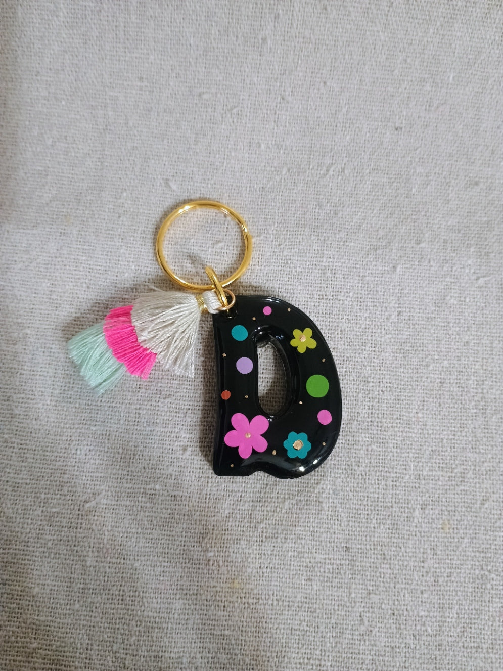 Retro Initial Keychain