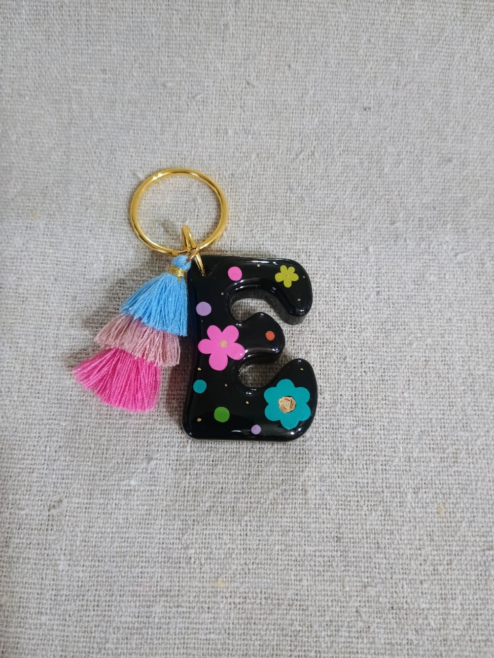 Retro Initial Keychain