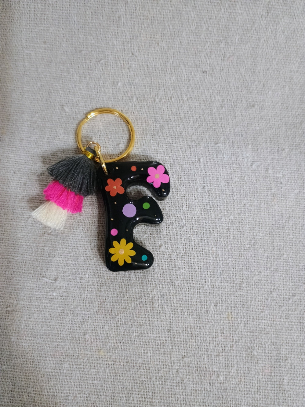 Retro Initial Keychain