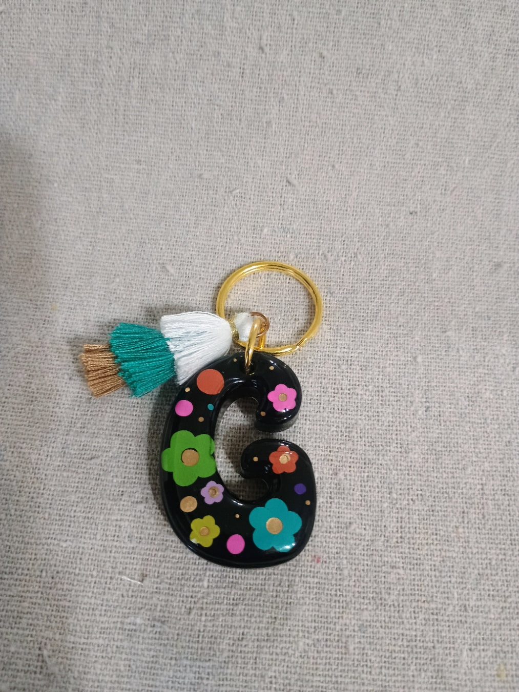 Retro Initial Keychain