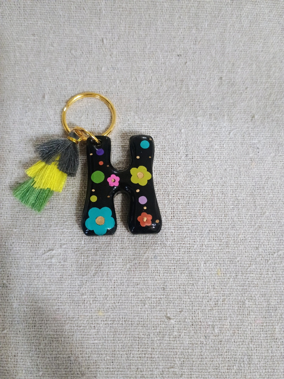 Retro Initial Keychain