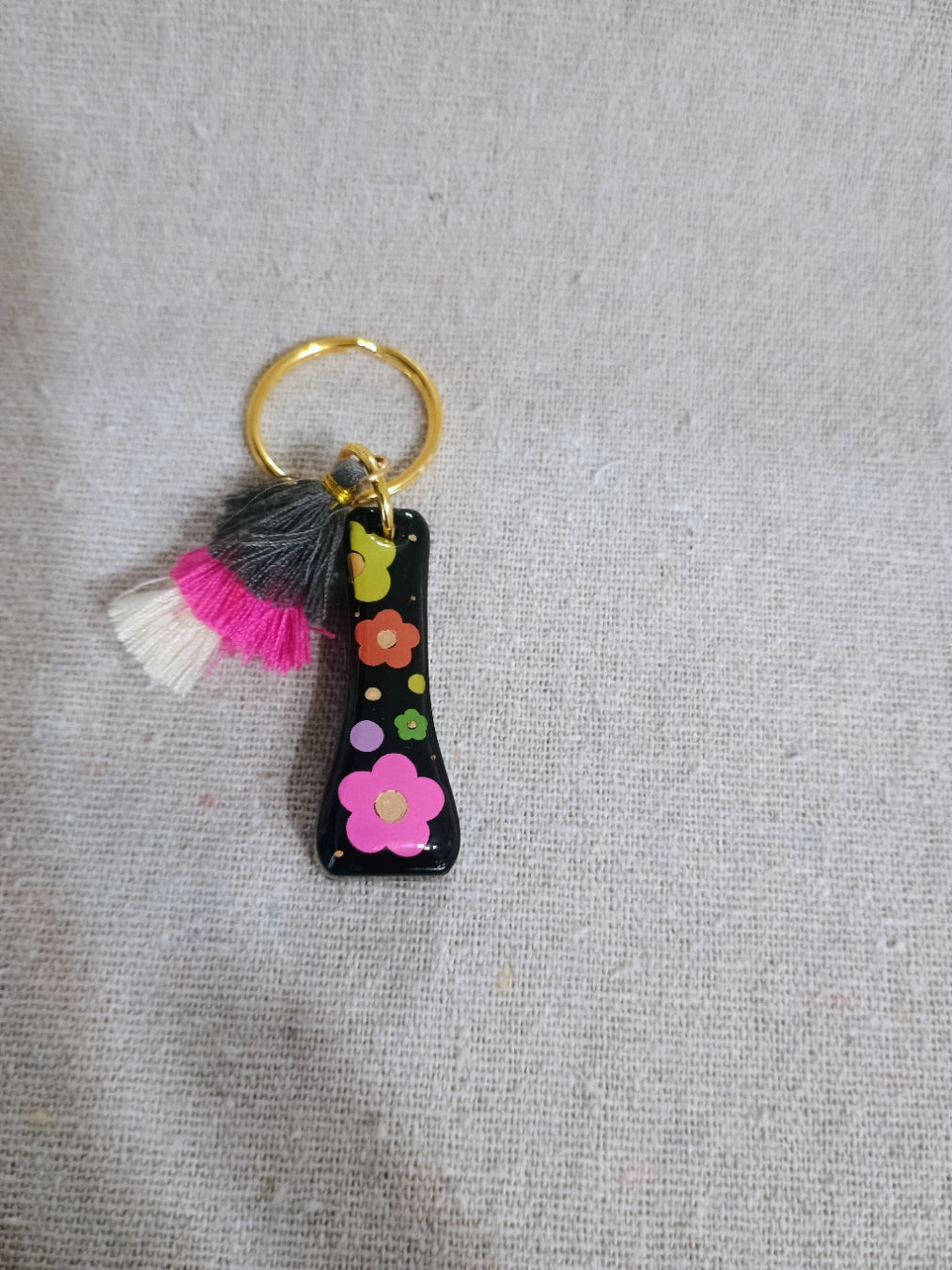 Retro Initial Keychain