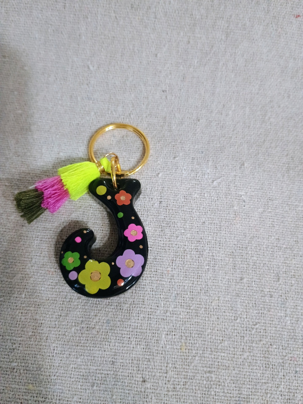Retro Initial Keychain