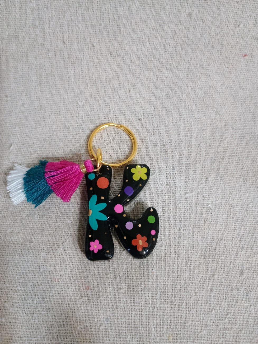 Retro Initial Keychain