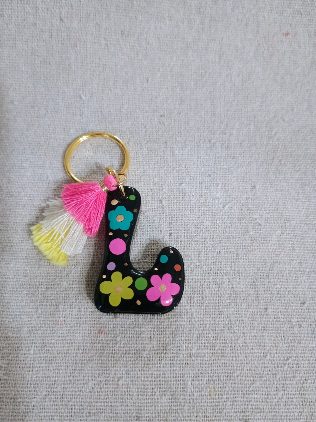 Retro Initial Keychain